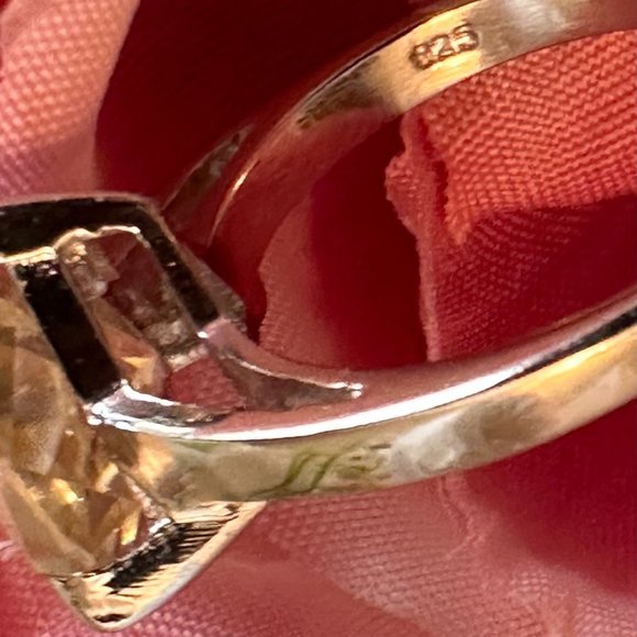 Golden Yellow Trillion Moissanite Diamond Solitaire 4.51Ct. Size 7 - Picture 12 of 15